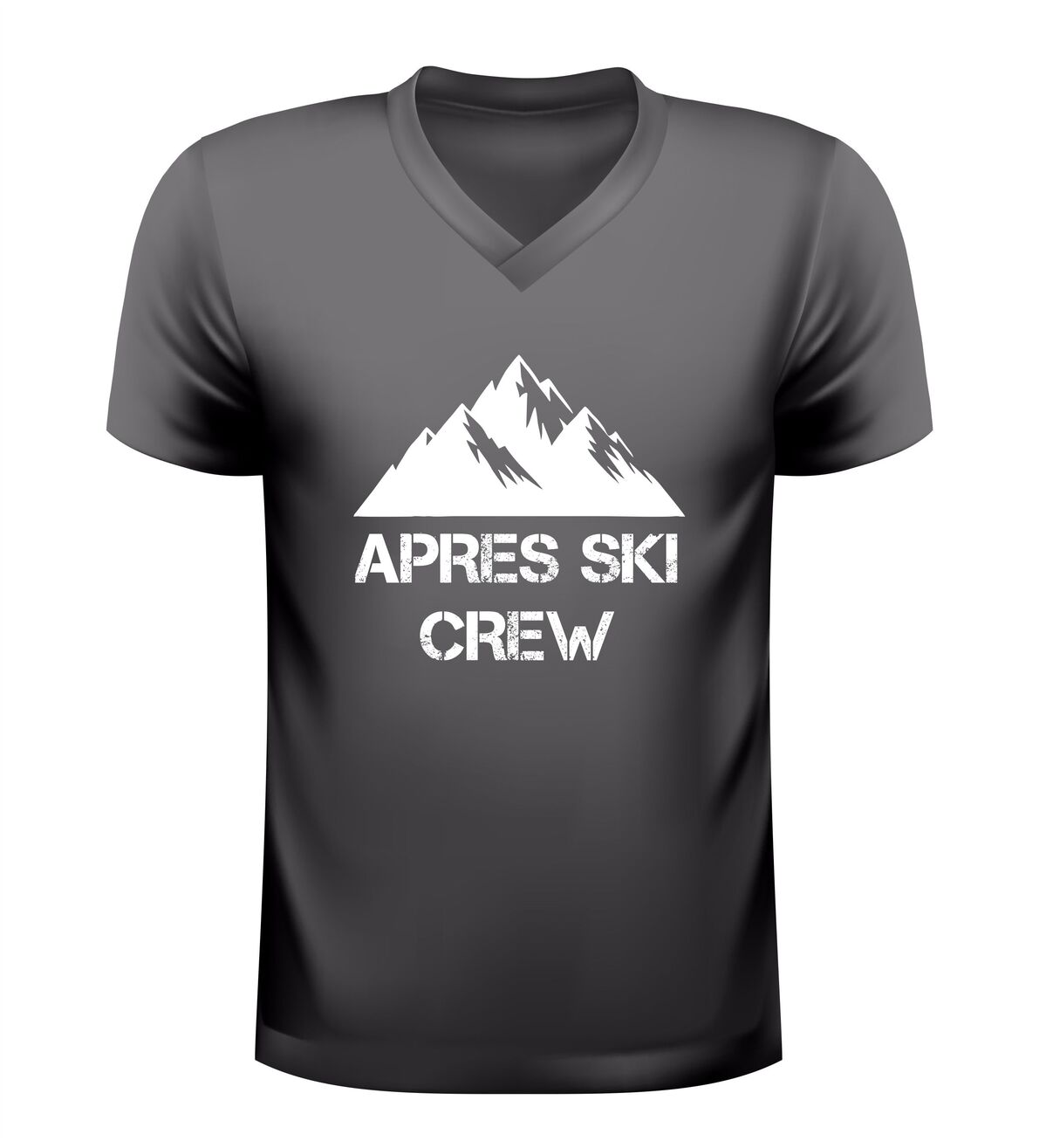 Après ski crew v-hals shirt shirt met afbeelding bergen