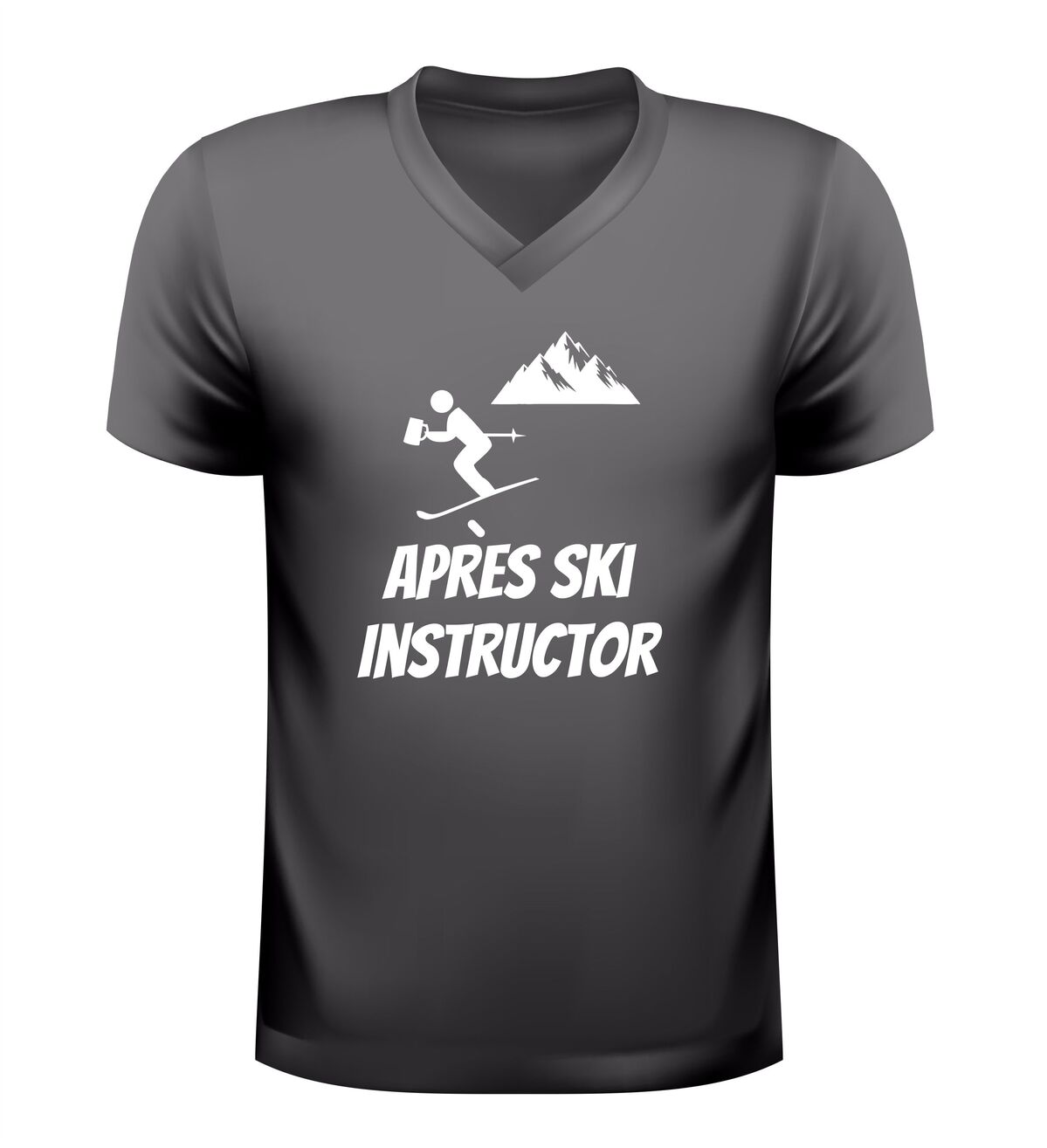 Après ski instructor v-hals shirt heren grappig wintersport t-shirt voor après-ski