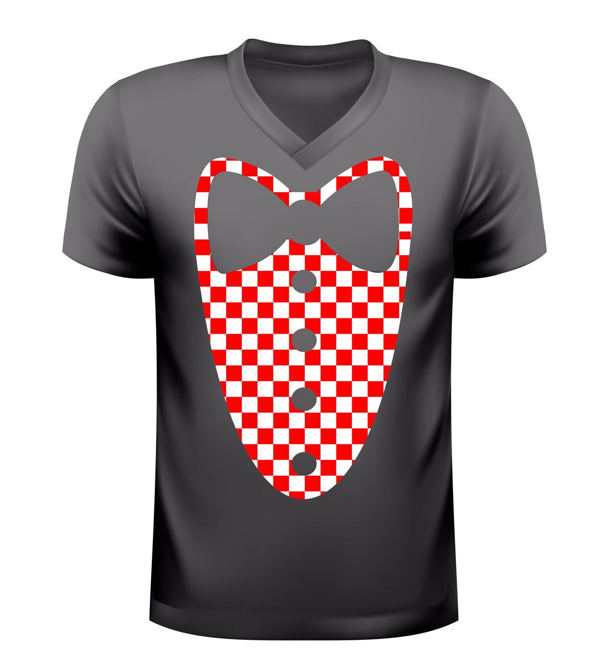 Brabant carnaval v-hals shirt smoking design rood wit geblokt