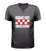 Brabant first America second v-hals shirt met rood witte Brabantse blokken