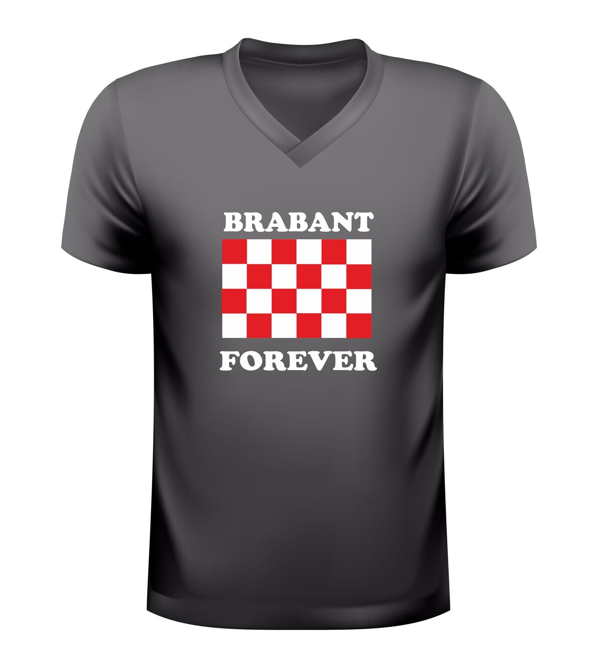 Brabant forever v-hals t-shirt voor dames en heren iconisch rood wit geblokt vlak brabant trots