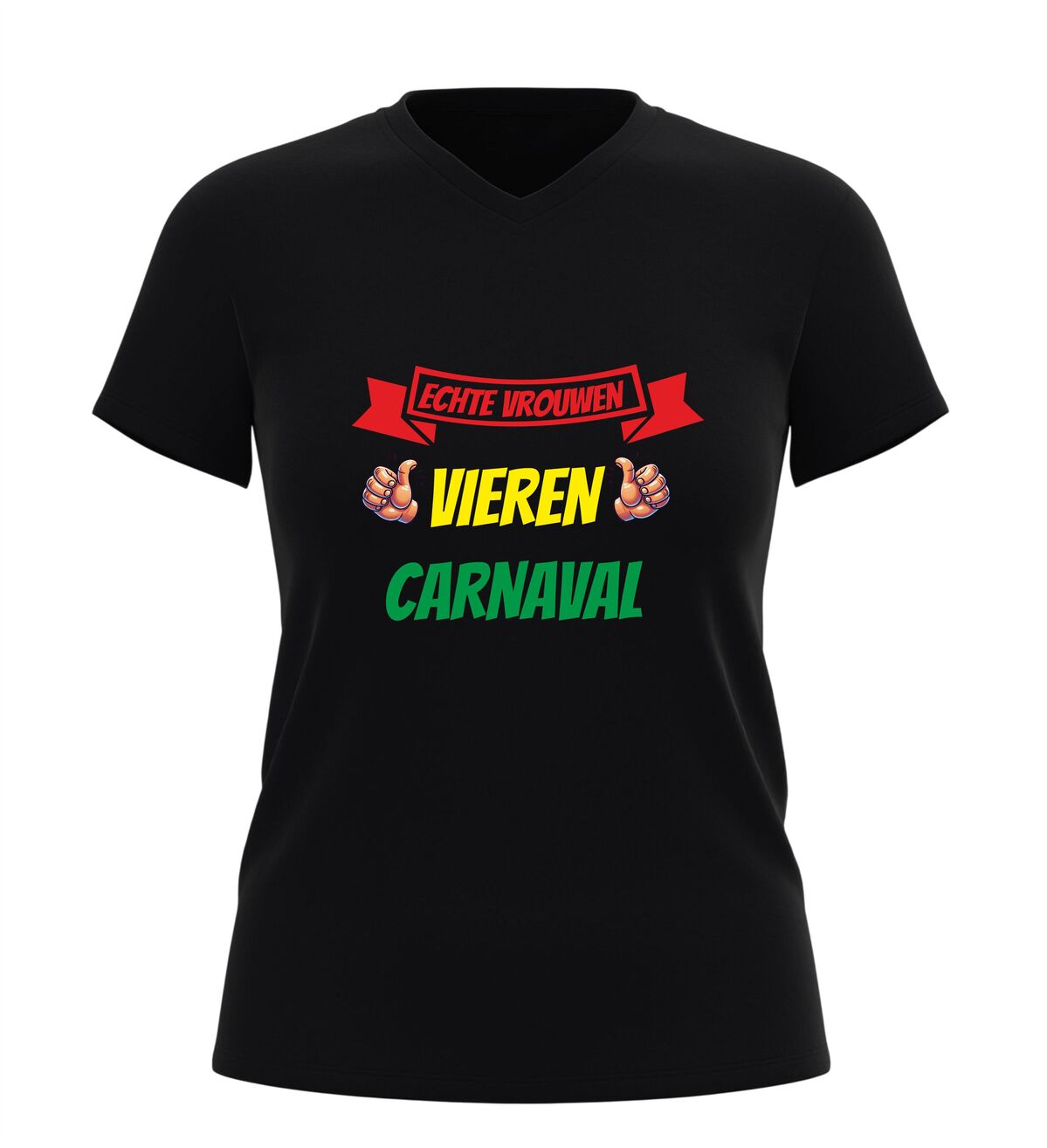 Carnaval dames v-hals shirt echte vrouwen vieren carnaval