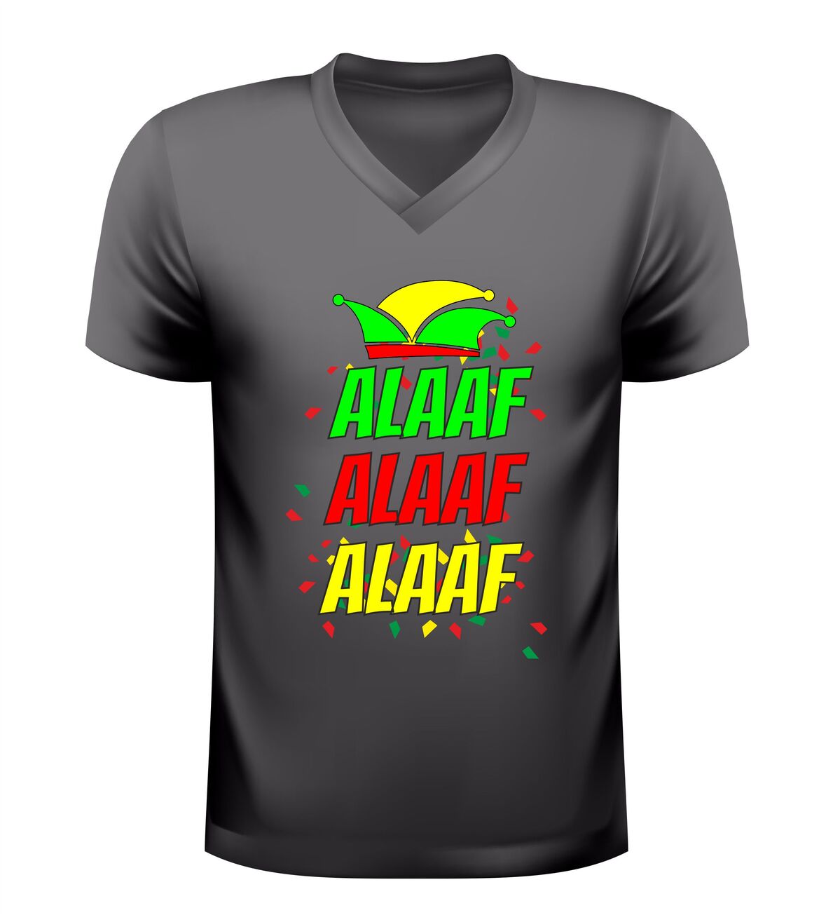 Carnaval v-Hals Shirt alaaf alaaf alaaf rood groen geel carnaval shirt met tekst