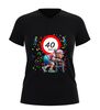foto 1 Dames v-hals shirt 40 jaar grappig shirt met oud dametje en rollator afbeelding