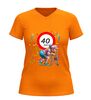 foto 3 Dames v-hals shirt 40 jaar grappig shirt met oud dametje en rollator afbeelding