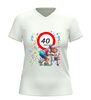 foto 6 Dames v-hals shirt 40 jaar grappig shirt met oud dametje en rollator afbeelding