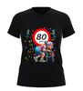 Dames v-hals shirt 80 jaar grappig verjaardag shirt met rollator