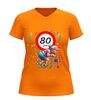 foto 3 Dames v-hals shirt 80 jaar grappig verjaardag shirt met rollator