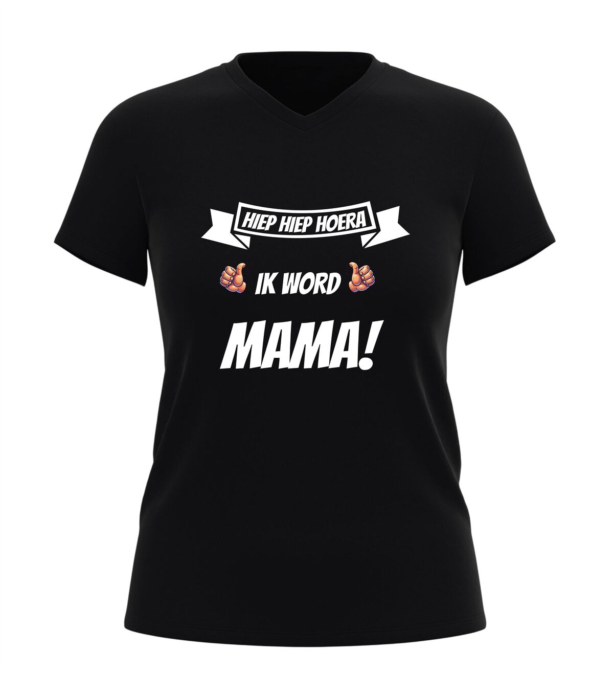 Dames v-hals shirt hiep hiep hoera ik word mama zwangerschap shirt mama to be  zwangerschaps aankondiging