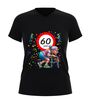 Dames v hals t-shirt 60 jaar hilarisch shirt met oude dame en rollator afbeelding