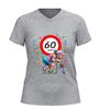 foto 5 Dames v hals t-shirt 60 jaar hilarisch shirt met oude dame en rollator afbeelding