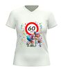 foto 6 Dames v hals t-shirt 60 jaar hilarisch shirt met oude dame en rollator afbeelding