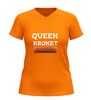 foto 3 Dames v hals t-shirt queen kroket grappig shirt met kroket afbeelding