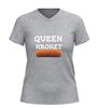 foto 5 Dames v hals t-shirt queen kroket grappig shirt met kroket afbeelding