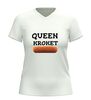 foto 6 Dames v hals t-shirt queen kroket grappig shirt met kroket afbeelding