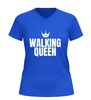 foto 2 Dames v-hals t-shirt walking queen wandelshirt met kroontje