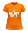foto 3 Dames v-hals t-shirt walking queen wandelshirt met kroontje