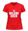 foto 4 Dames v-hals t-shirt walking queen wandelshirt met kroontje