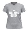 foto 5 Dames v-hals t-shirt walking queen wandelshirt met kroontje