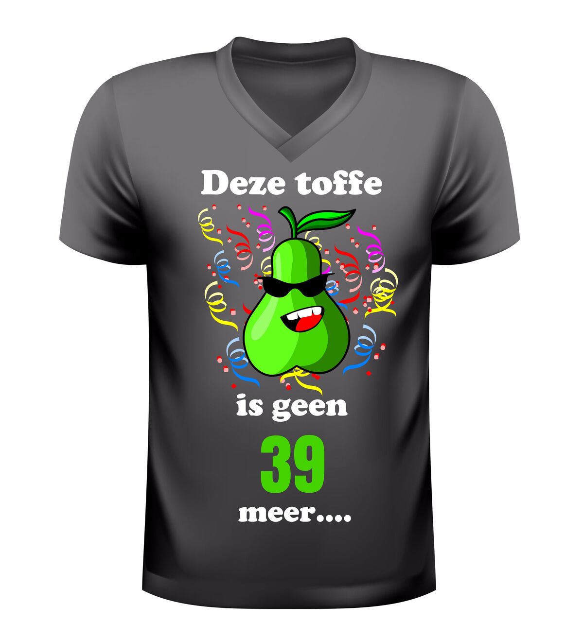 Deze toffe peer is geen 39 meer veertig jaar verjaardag shirt v-hals met peer afbeelding