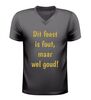 Dit feest is fout maar wel goud v-hals shirt gouden glitter t-shirt met feesttekst