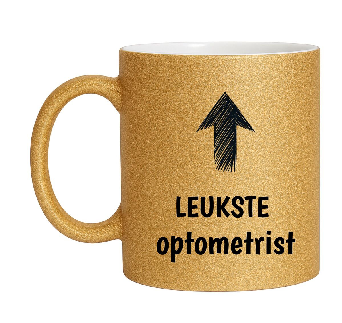 Gouden glitter mok leukste optometrist origineel cadeau voor optometrist