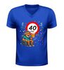 foto 2 Heren v-hals shirt 40 jaar  grappig verjaardag shirt met verkeersbord en oude Man met Biertje