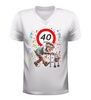 foto 6 Heren v-hals shirt 40 jaar grappige feestelijke opdruk oude man met rollator verjaardagsshirt