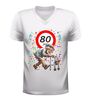foto 6 Heren v-hals shirt 80 jaar grappig Verjaardag shirt met rollator
