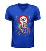 foto 2 Heren v-hals t-shirt 60 jaar grappig verjaardag shirt met oude opa en rollator afbeelding