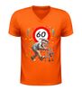 foto 3 Heren v-hals t-shirt 60 jaar grappig verjaardag shirt met oude opa en rollator afbeelding