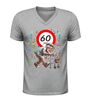 foto 5 Heren v-hals t-shirt 60 jaar grappig verjaardag shirt met oude opa en rollator afbeelding