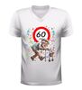 foto 6 Heren v-hals t-shirt 60 jaar grappig verjaardag shirt met oude opa en rollator afbeelding