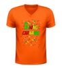 foto 3 Heren v-hals t-shirt koning carnaval rood groen geel confetti carnaval shirt