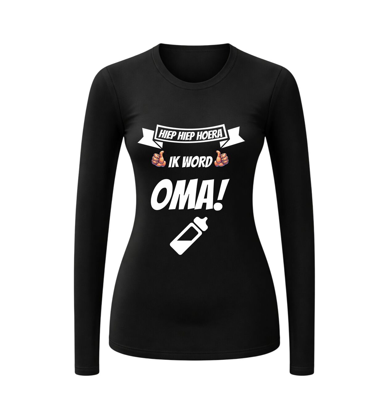 Hiep hiep hoera ik word oma longsleeve dames feestelijk shirt met lange mouwen