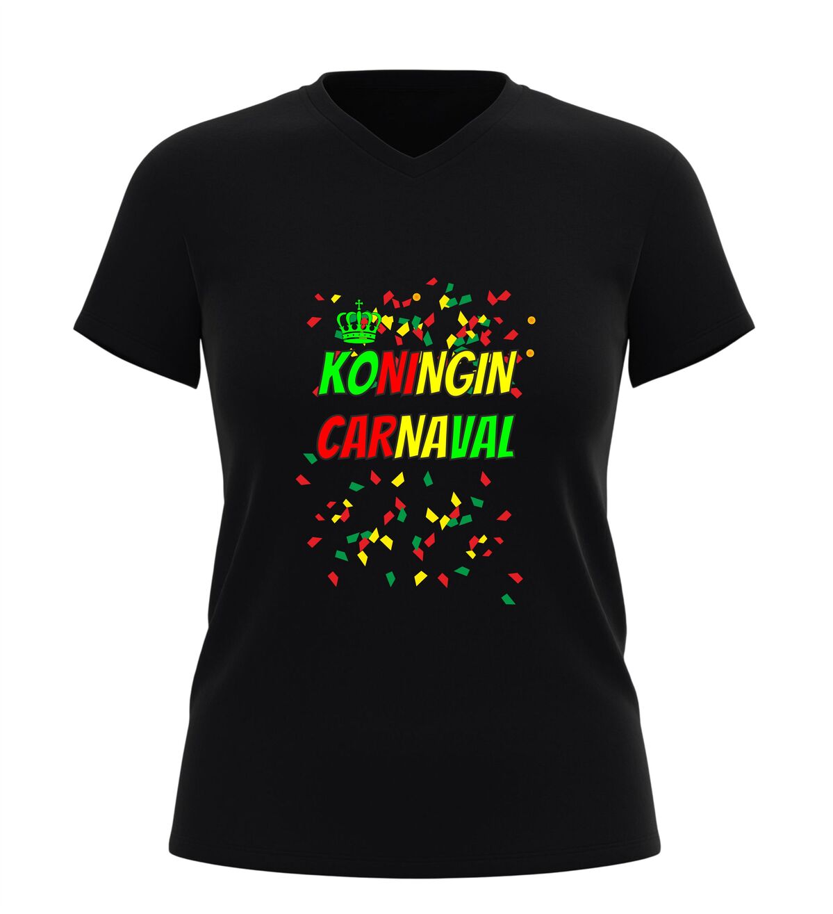 Koningin Carnaval v hals t-shirt grappig kleurrijk carnaval Shirt