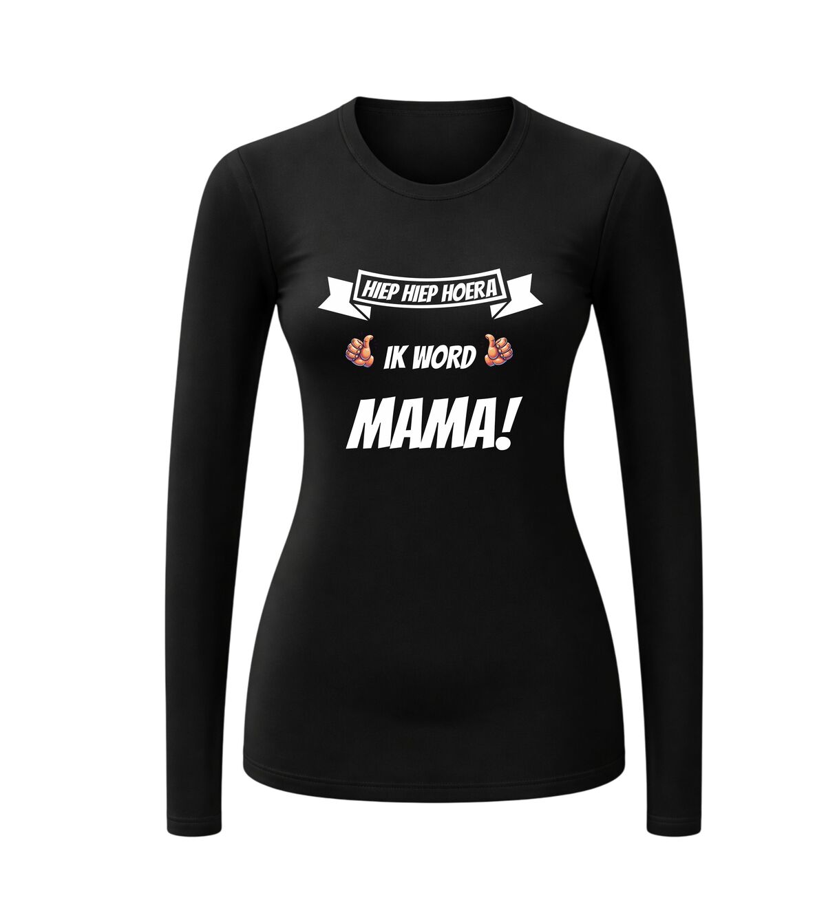 Longsleeve dames hiep hiep hoera ik word mama zwangerschap shirt voor aanstaande moeder aankondiging zwanger cadeau voor mama to be