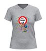 foto 5 Met pensioen dames v-hals t-shirt humor shirt met oude dame en wandelstok