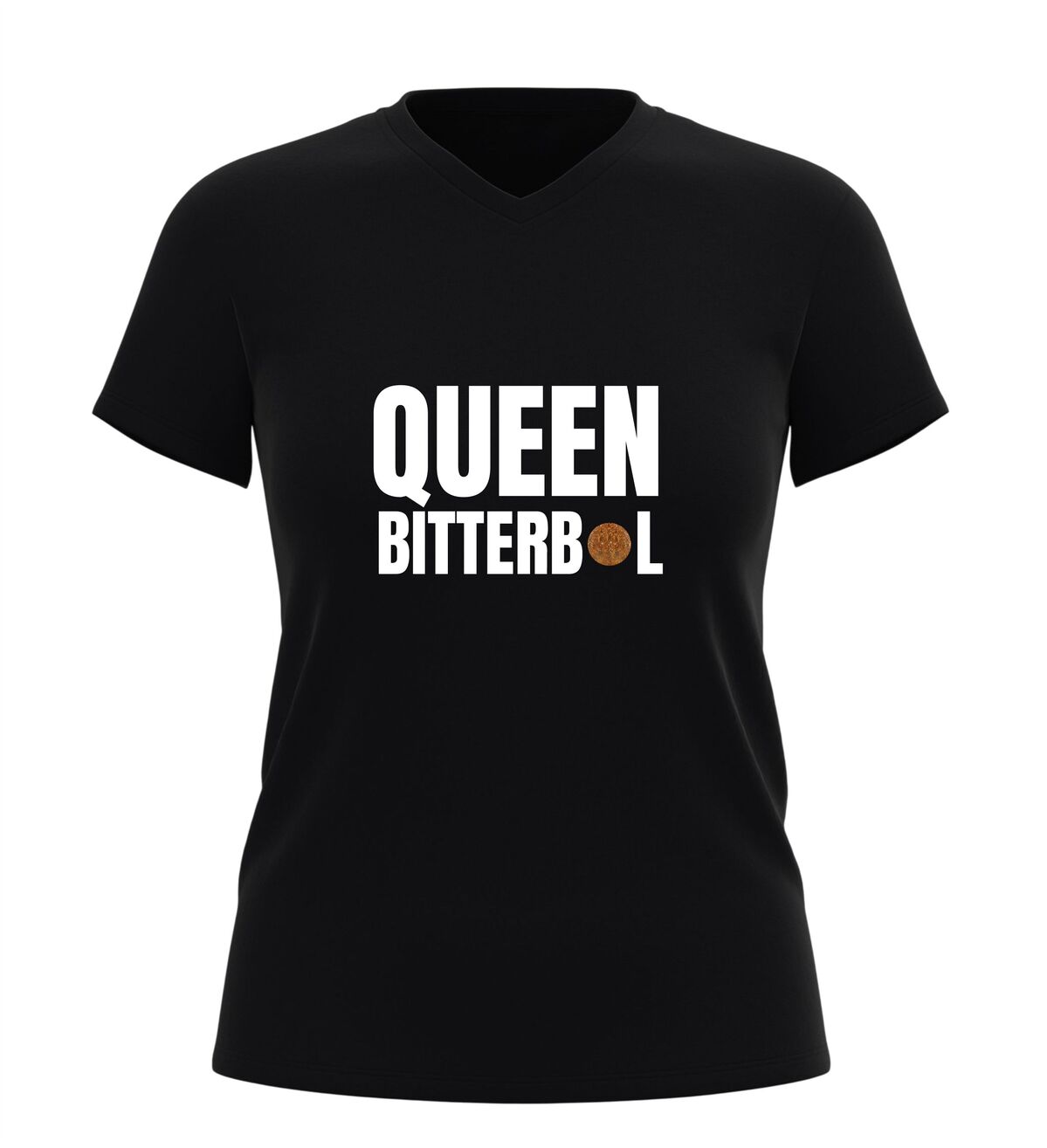 Queen bitterbal v-hals shirt dames met bitterbal afbeelding humor en snackliefde