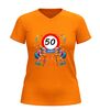 foto 3 Sarah 50 jaar verjaardag shirt dames v-hals  grappig 50 jaar shirt met twee oude dames en wandelstok