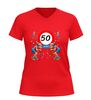 foto 4 Sarah 50 jaar verjaardag shirt dames v-hals  grappig 50 jaar shirt met twee oude dames en wandelstok