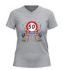 foto 5 Sarah 50 jaar verjaardag shirt dames v-hals  grappig 50 jaar shirt met twee oude dames en wandelstok
