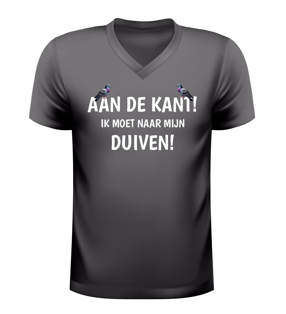 Shirtje V-hals aan de kant ik moet naar mijn duiven!