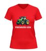 foto 10 Trekker gek v-hals shirt t-shirt met tractor afbeelding