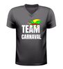 foto 1 V-hals carnaval shirt met tekst team carnaval en confetti
