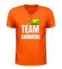 foto 3 V-hals carnaval shirt met tekst team carnaval en confetti