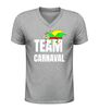 foto 5 V-hals carnaval shirt met tekst team carnaval en confetti