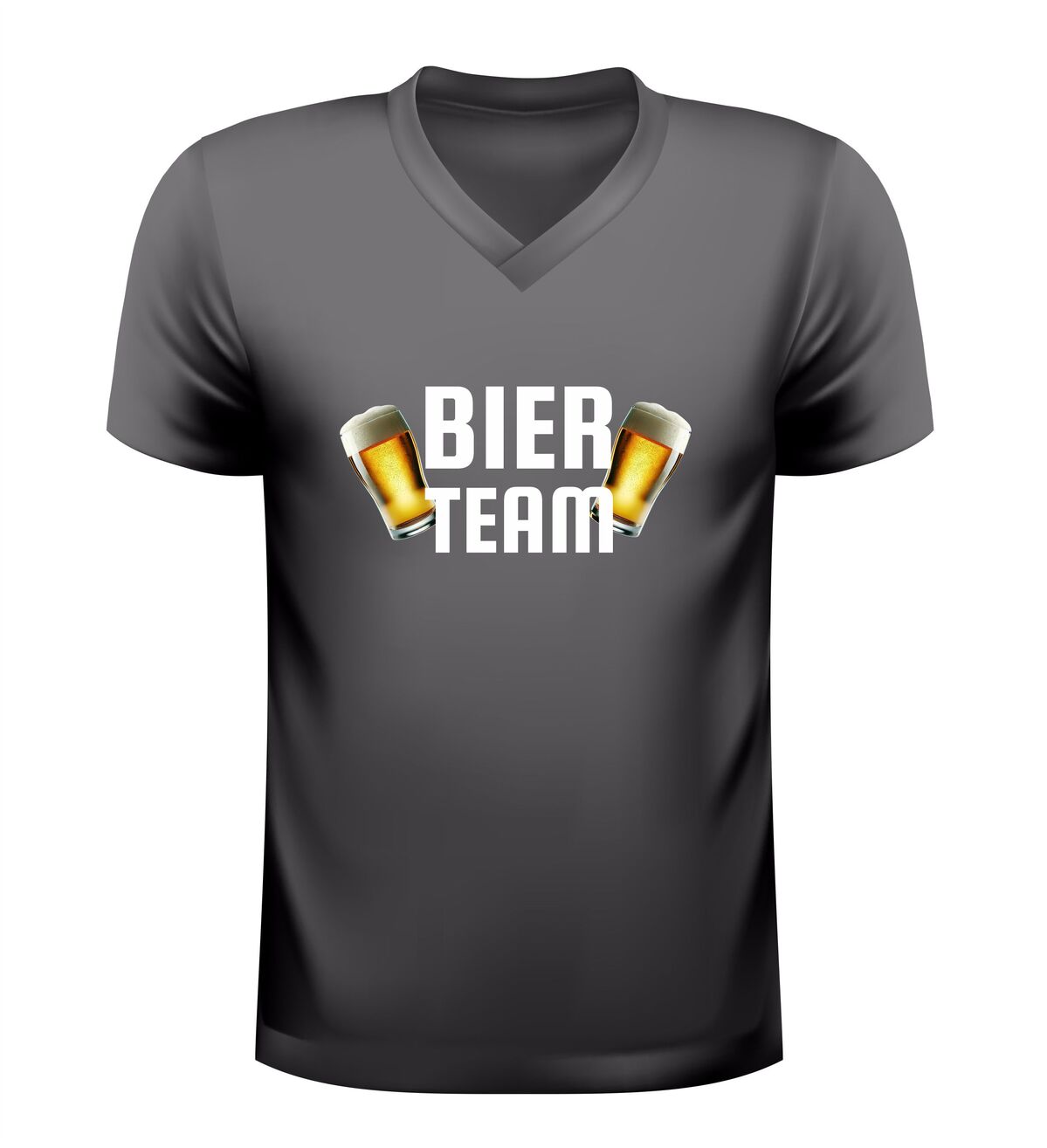 V hals feestshirt bier team bierglazen design voor carnaval en vrijgezellenfeest