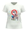 foto 6 V-hals shirt 65 jaar grappig Verjaardag shirt met oude dame en rollator  feestelijk Cadeau