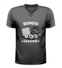 V-hals shirt bingo legend feestelijk bingo shirt met bingokaart en bingomolen